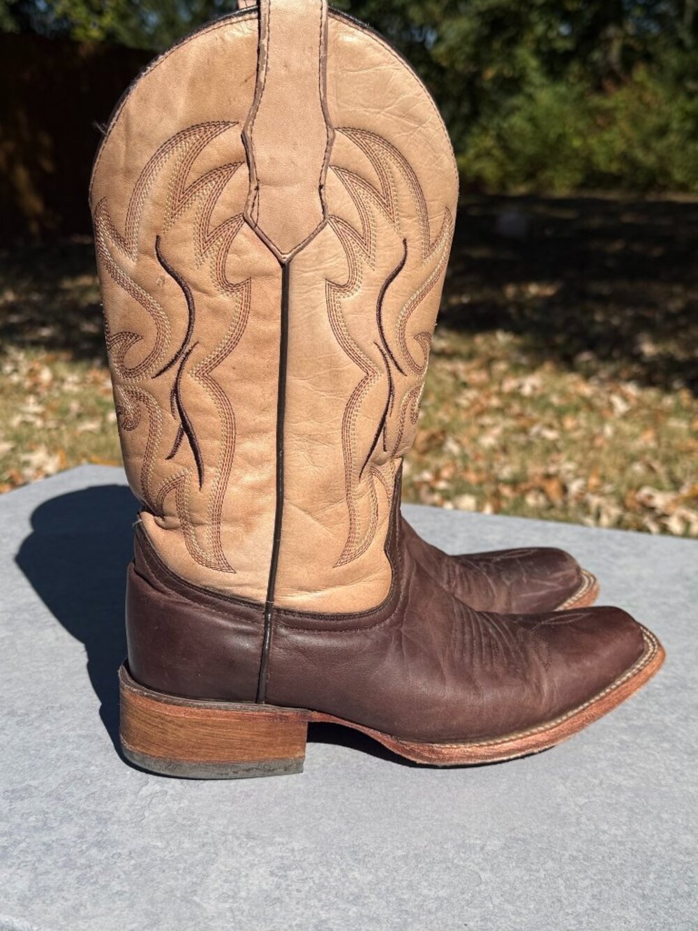 Circle G Brown Tan Leather Square Toe Western Boots Cowgirl Women's 6 M 4404